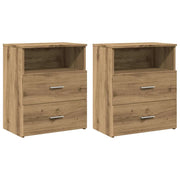 Set di 2 Comodini | Armadio da Notte | Mobiletto da notte Rovere Artigianale 50x32x60cm in Legno Multistrato