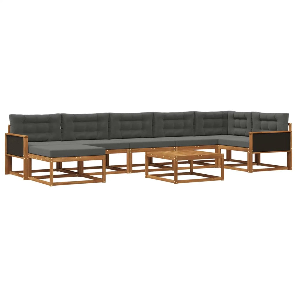 Set di divani da esterno con cuscino 8 pcs Naturale e Antracite