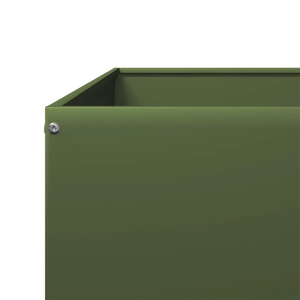Fioriera Rialzata Giardino Verde Oliva 100x100x25 cm Acciaio