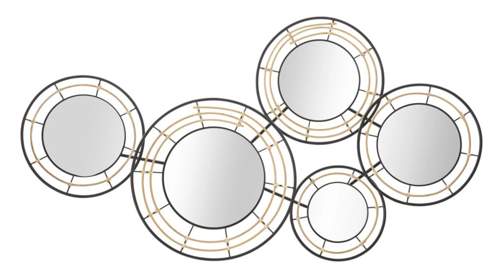 Pannello da Muro con Specchi Oporto 111x9,5x59 cm in Rattan