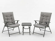 Set Salotto da Esterno Antracite con 2 Poltrone e Tavolino 45×45 cm in Vetro Temperato