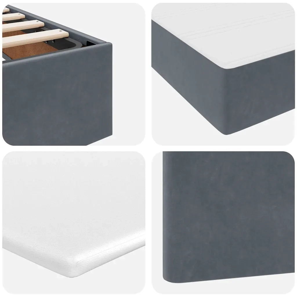 Letto con contenitore e LED Grigio scuro 160 x 200 cm Velluto 3372616