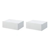Set 2 Comodini Sospesi in Legno, Design Moderno, 40x30x15cm - Bianco