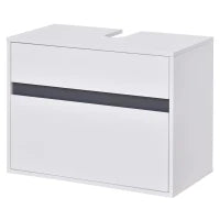 Mobiletto Sottolavabo e Copricolonna per il Bagno, in Legno Bianco con 2 Cassetti e Taglio a U, 67 x 36 x 52cm