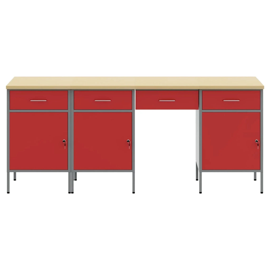 Mobile da lavoro 4 pcs Rosso Legno ingegnerizzato e acciaio 3321381