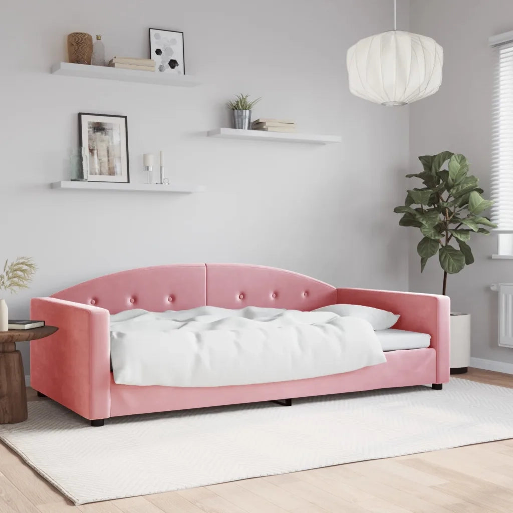 Letto singolo | Letto per adulti | Letto da Giorno Rosa 100x200 cm in Velluto