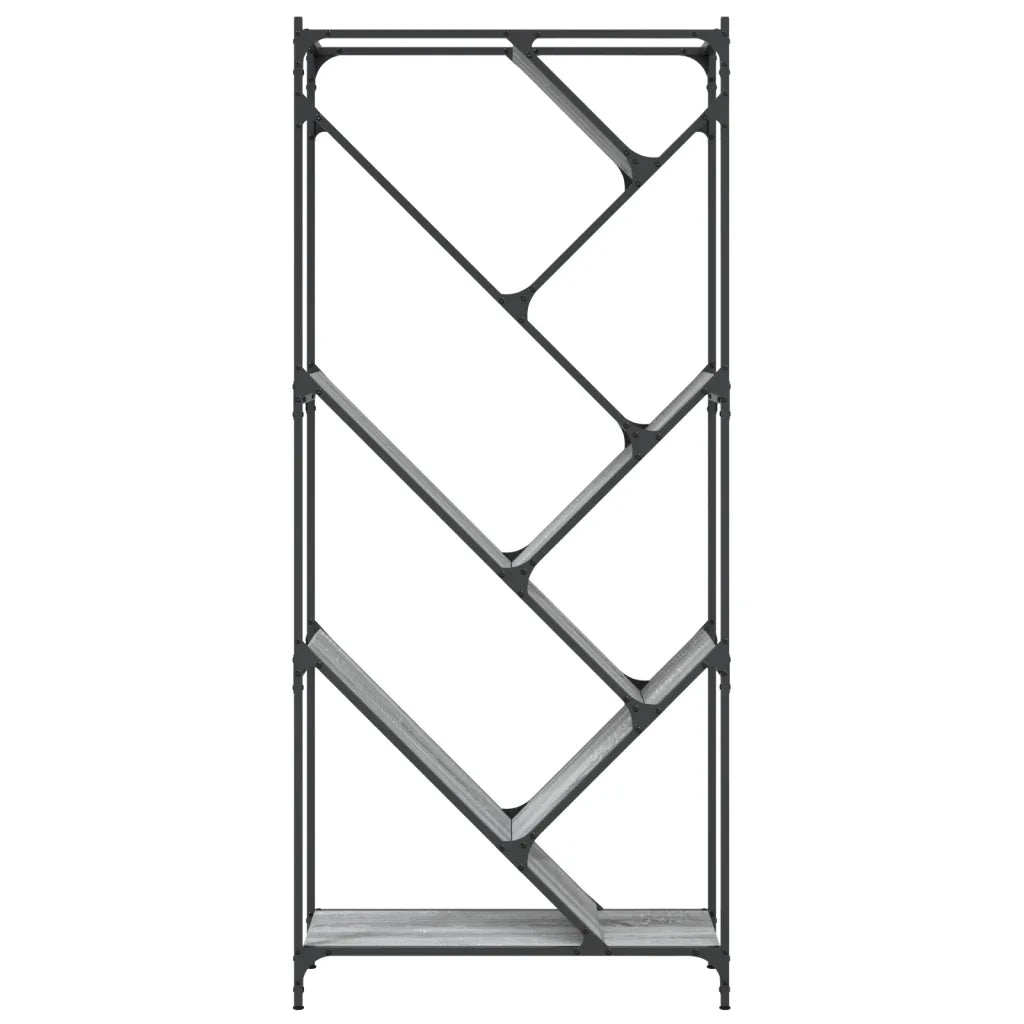 Libreria Grigio Sonoma 79x30x180cm Legno Multistrato e Metallo 845434