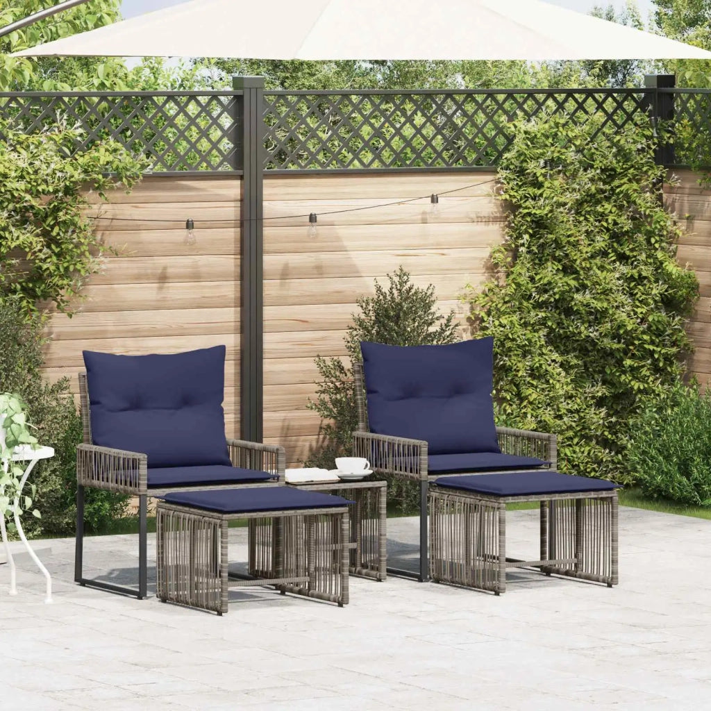 Set di Mobili da Esterno 11 pcs Grigio e Blu Navy polyrattan