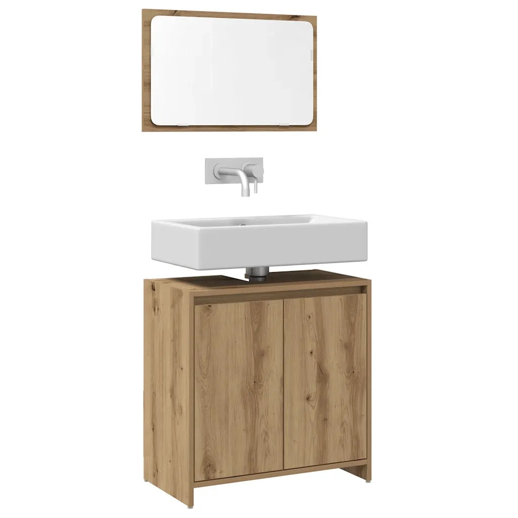 Set Mobili da Bagno | Armadio da bagno 2 pz Rovere Artigianale Legno Multistrato