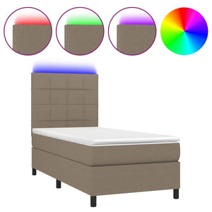 Letto a Molle con Materasso e LED Tortora 90x190 cm in Tessuto 3134841