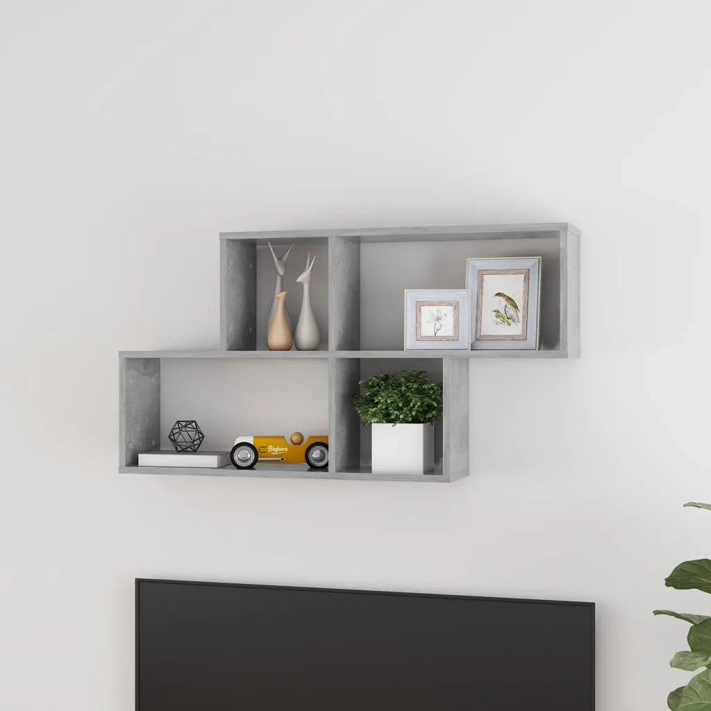 Scaffale a Parete Grigio Cemento 100x18x53 cm Legno Multistrato 807164