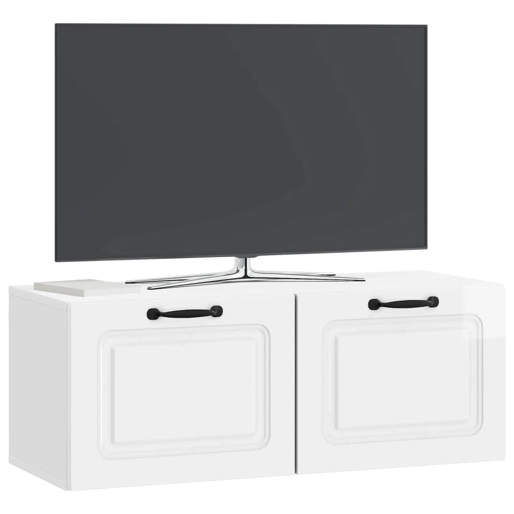 Mobile Porta TV da Muro Bianco Lucido 78,5 x 31 x 30 cm