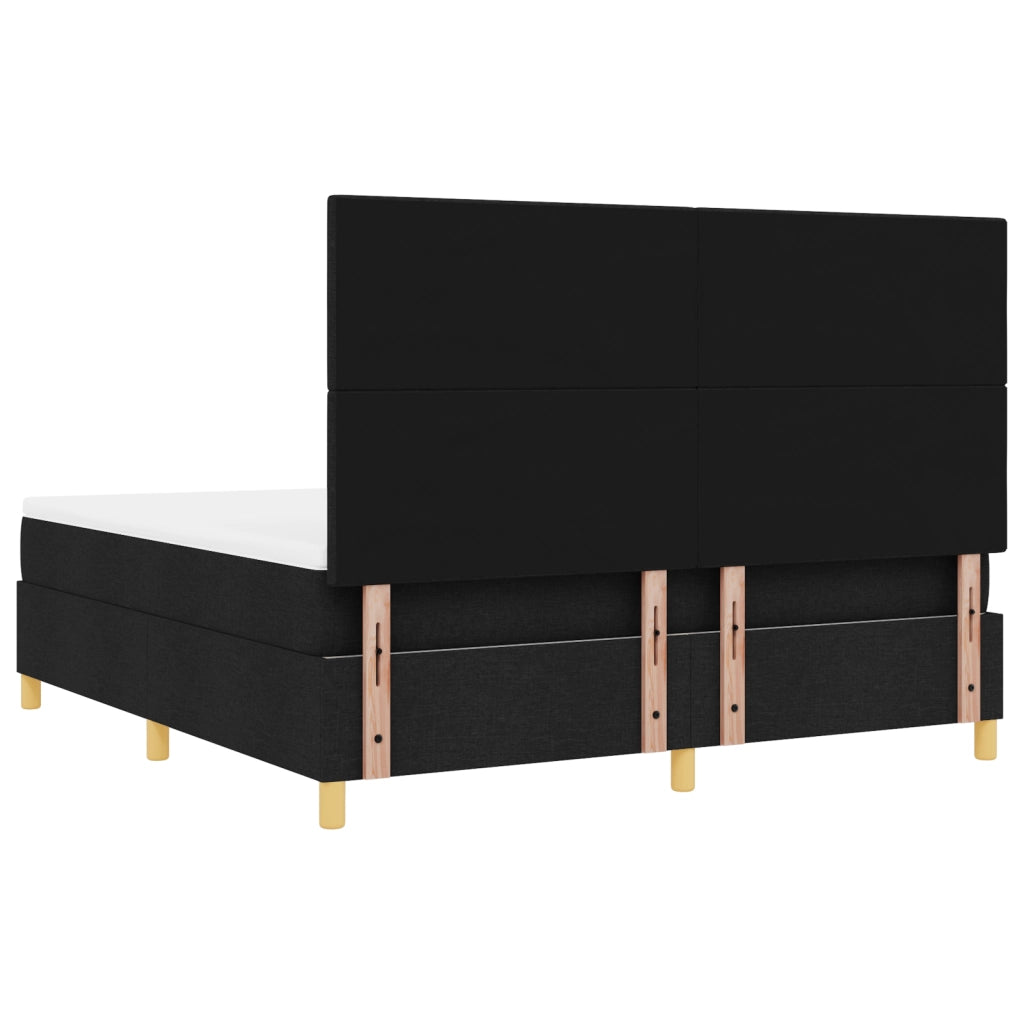 Letto con Rete a Molle e Materasso Nero Super King Tessuto