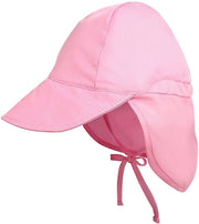 Cappello per Bambino con Protezione UV - Cinturino Regolabile - Protezione al Collo - Rosa Chiaro - Materiale in Poliestere