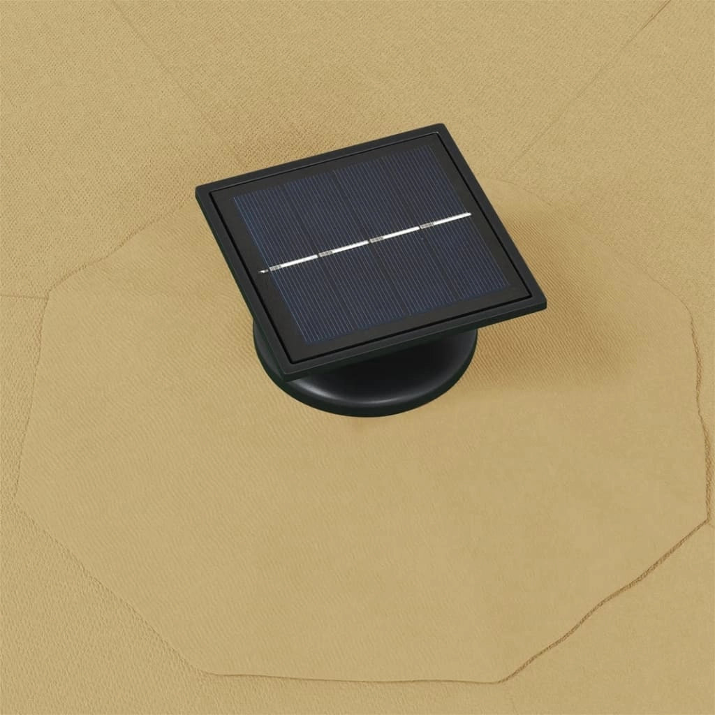 Ombrellone da parete con palo in metallo e illuminazione a LED 300 cm tortora 02_0008695