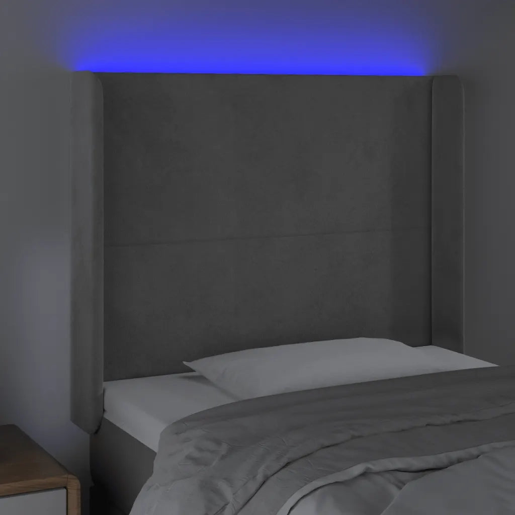 Testiera a LED Grigio Chiaro 103x16x118/128 cm in Velluto 3123810