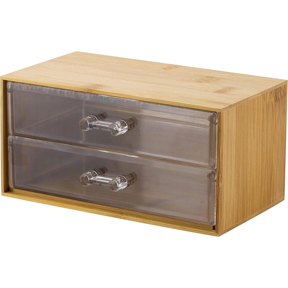 Trade Shop - Porta Gioielli Cosmetici Con 2 Cassetti Organizzatore Casa In Legno 19x11.7x9.6 Cm 10829 -
