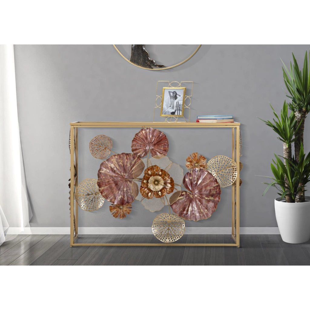 Tavolo Consolle Foglia 69, Multicolore, Metallo, 114x41,5x80 cm