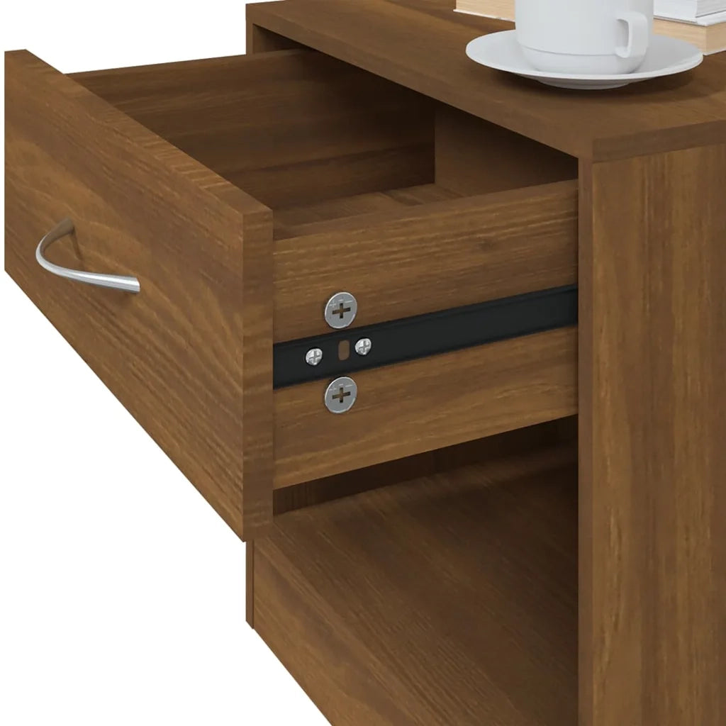 Comodini 2 pz con Cassetto Rovere Marrone 342588