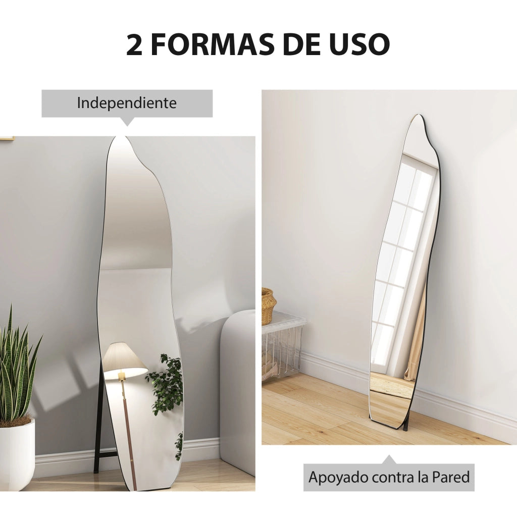 Specchiera a Parete Moderna ¨C zephmum ¨C Nero e Argento 40x4x160 cm