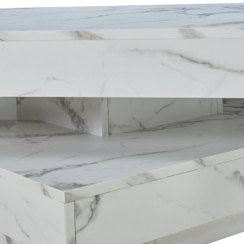Tavolino/consolle/tavolino laterale 76 x 76 x 38 cm effetto marmo bianco 03_0010792