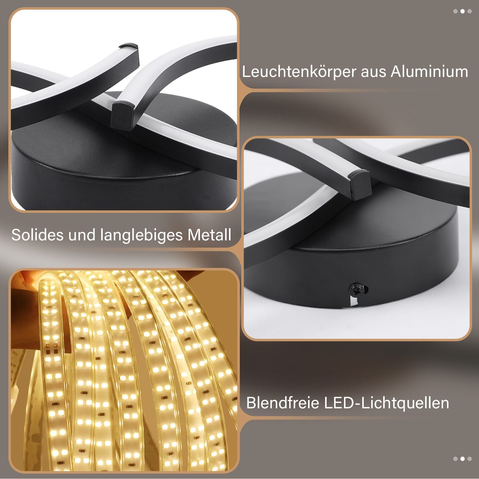 ZMH Lampada da soffitto plafoniera LED bianca 24W design moderno per soggiorno corridoio