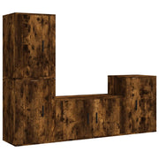 Set di mobili da 4 pezzi tra cui armadio credenza mobile TV soggiorno/camera da letto salotto rovere affumicato legno ingegnerizzato marrone 02_0024798