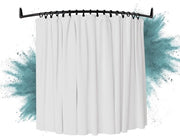 Douchegordijn per angolo, 140 x 140 cm, douchestang per angolo, fissaggio alla parete per vasche da bagno, sostegno senza fissaggio al soffitto, acciaio verniciato in nero, acciaio inox 100%