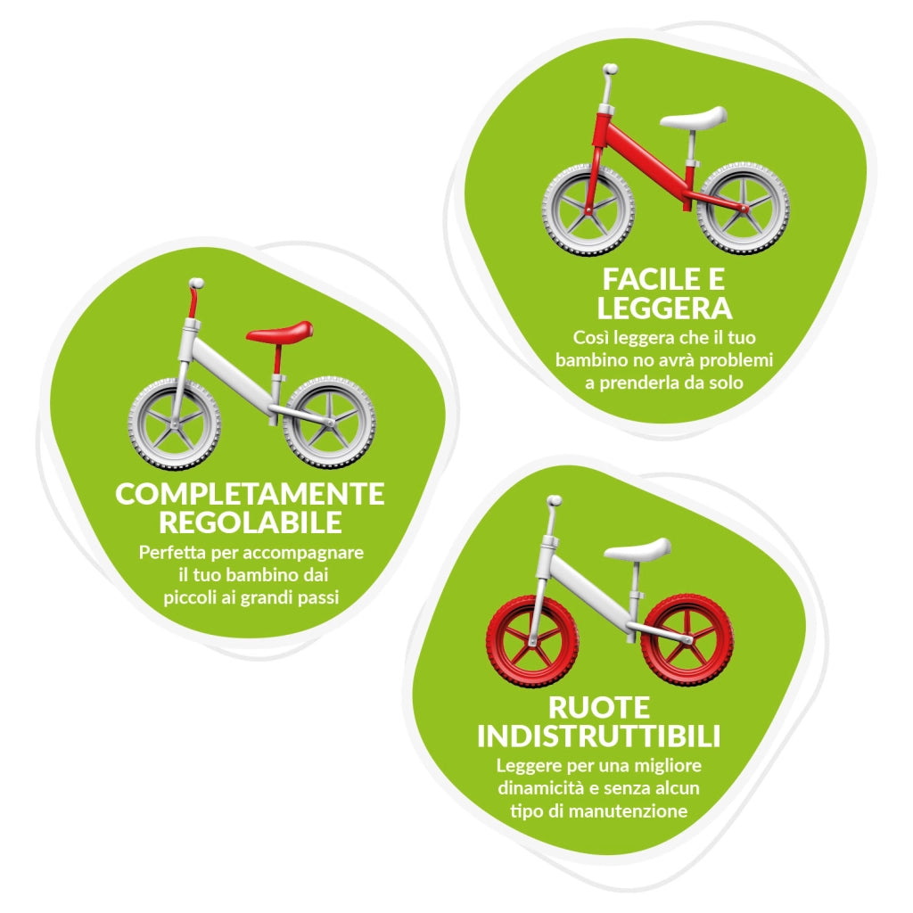 Bicicletta Senza Pedali Balance Bike per Bambini 10 Pollici 80x40x60 cm Sellino e Manubrio Regolabili Rocket Azzuro