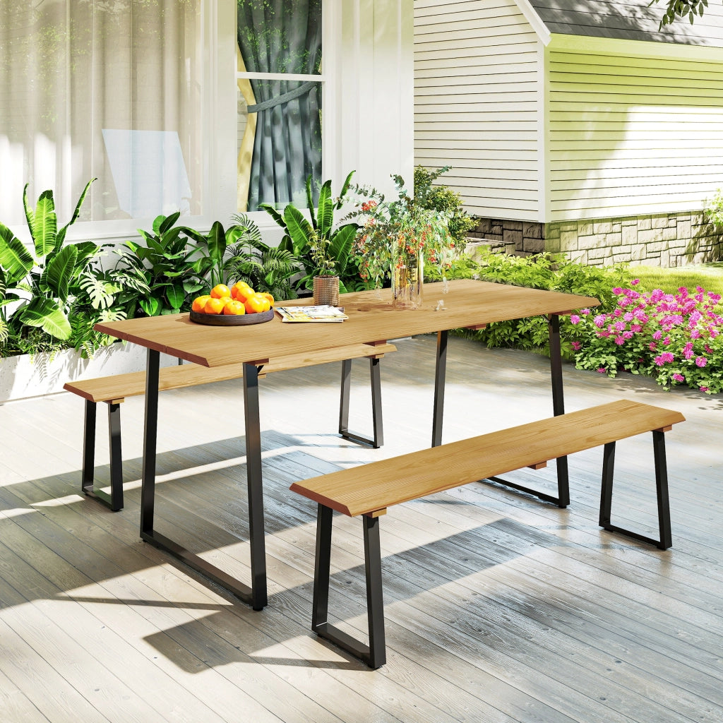Tavolo da pranzo allungabile con panche ¨C zephmum ¨C Legno 178x76x77 cm