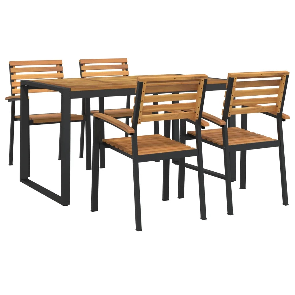 Set Pranzo da Giardino 5 pz Legno Massello di Acacia e Metallo 3155406
