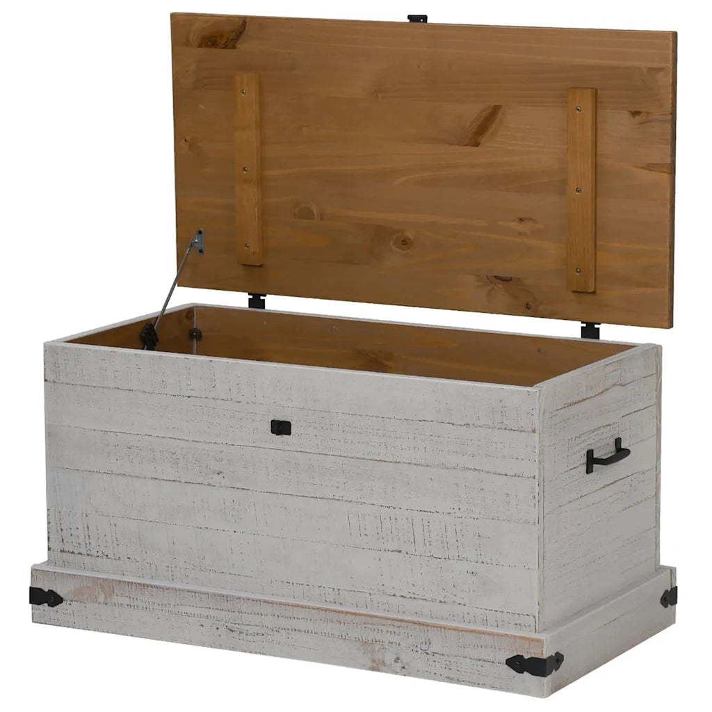 Cassapanca HALDEN Bianco 91x48x47 cm in Legno Massello di Pino 4018402