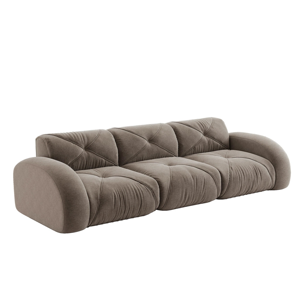 Divano Modulare 3 Posti in Tessuto Chenille ¨C MINIMAL ¨C Marrone, Senza Montaggio