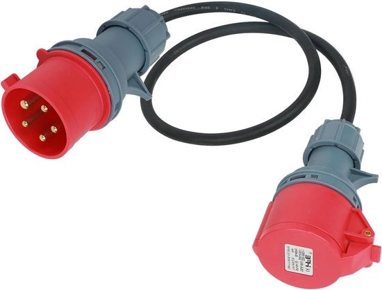 Cavo di collegamento 5P 32A con connettore CEE 16A - cavo di alimentazione robusto 1M - 5 x 2,5 mm².