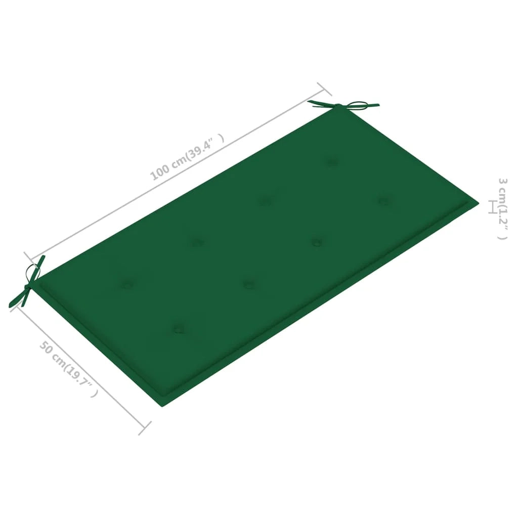 Panca da giardino mobili da giardino per esterni terrazza con cuscino verde 112 x 55 x 94 cm legno massello di teak 02_0011557