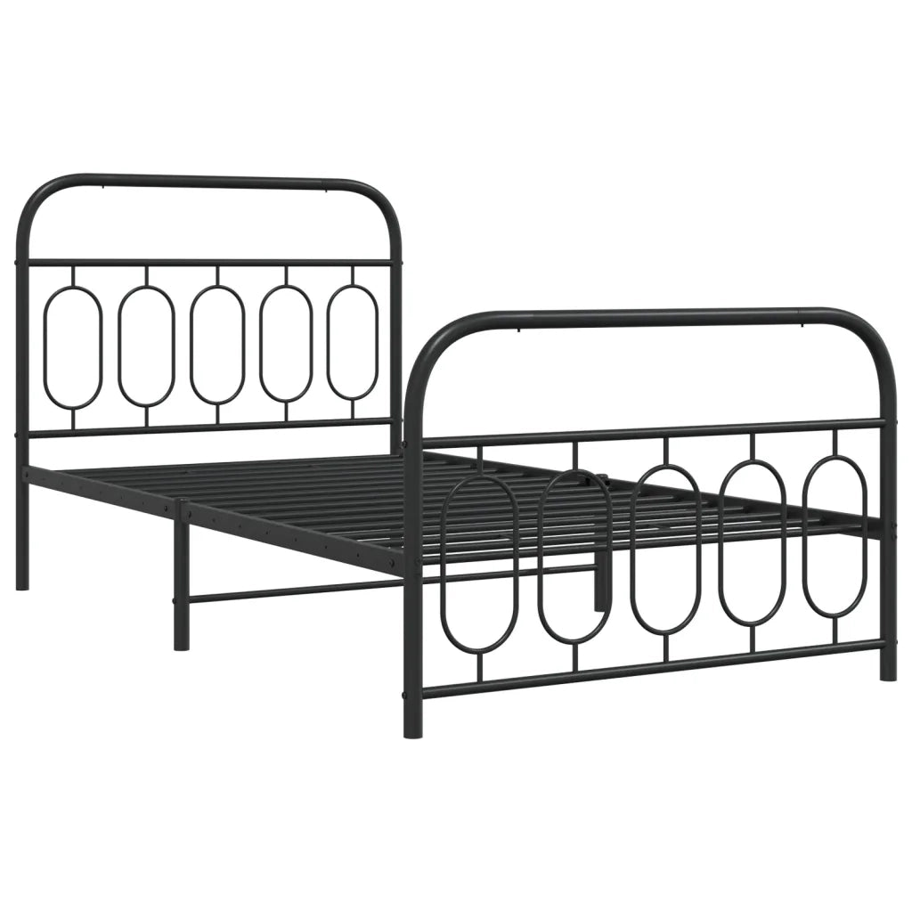 Giroletto con Testiera e Pediera Metallo Nero 107x203 cm 377131