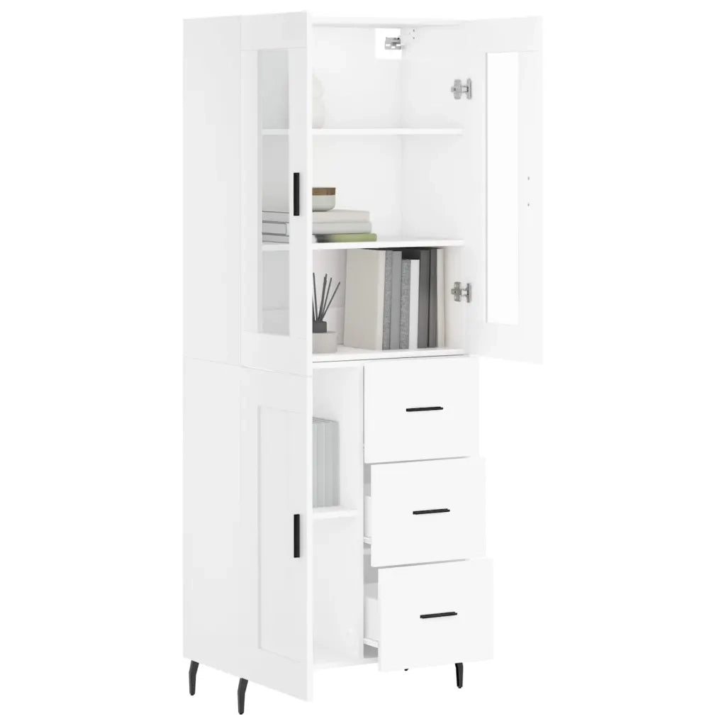 Credenza-Buffet-Armadio da cucina Bianca 69,5x34x180 cm in Legno Multistrato 245214