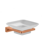 NIL portasapone da parete in vetro e ottone oro rosa spazzolato 11,05x10,3x4,25 cm