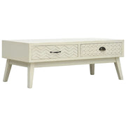 Tavolino CaffÃ¨ 2 Cassetti Intagliati Grigio 110x50x40cm Legno cod mxl 19732