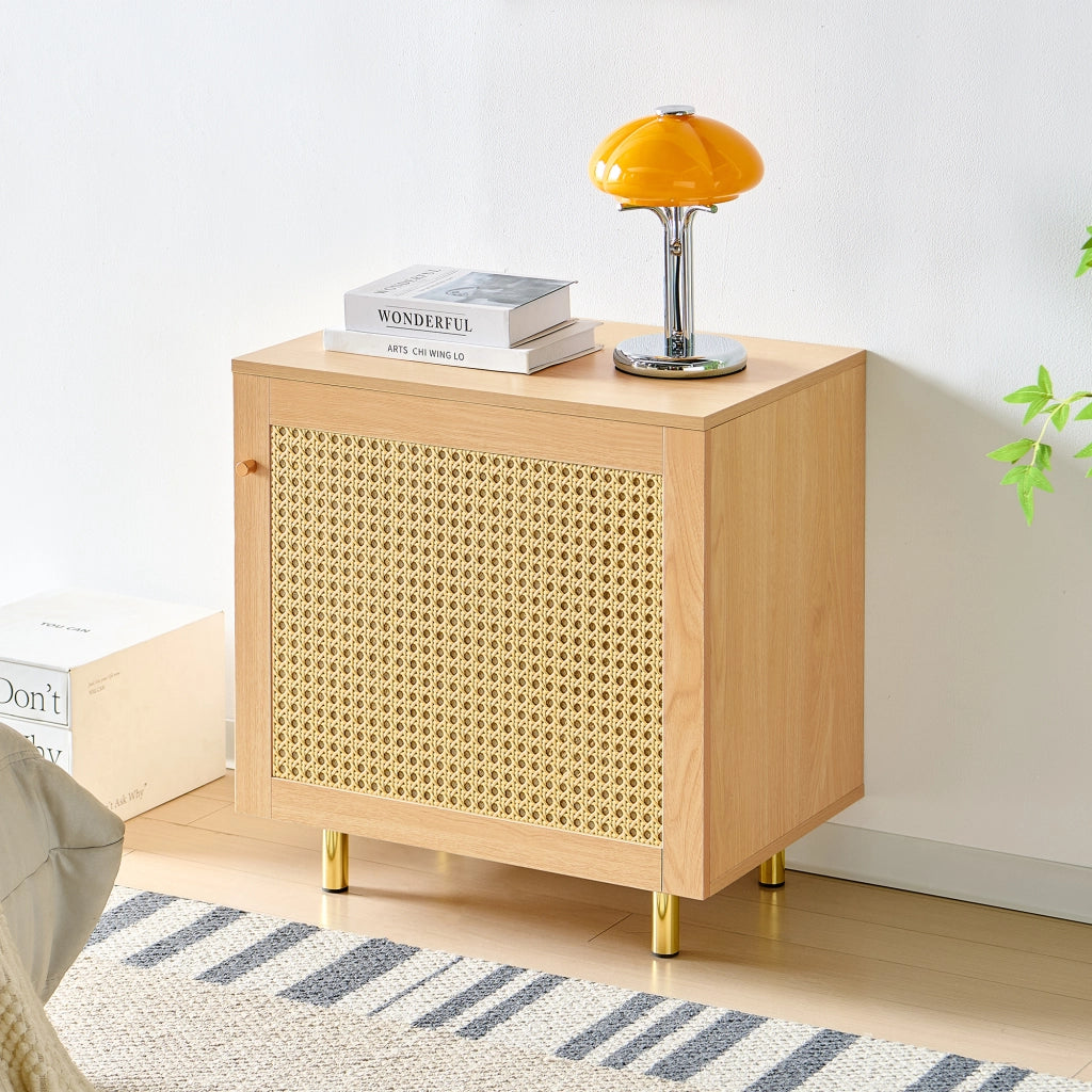 Mobile contenitore con 1 anta e ripiano; per soggiorno; in MDF naturale; 60×40×63 cm