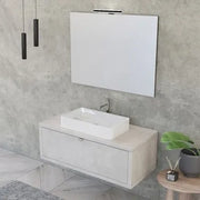 Mobile bagno sospeso 110 cm grigio chiaro con lavabo da appoggio e specchio Master