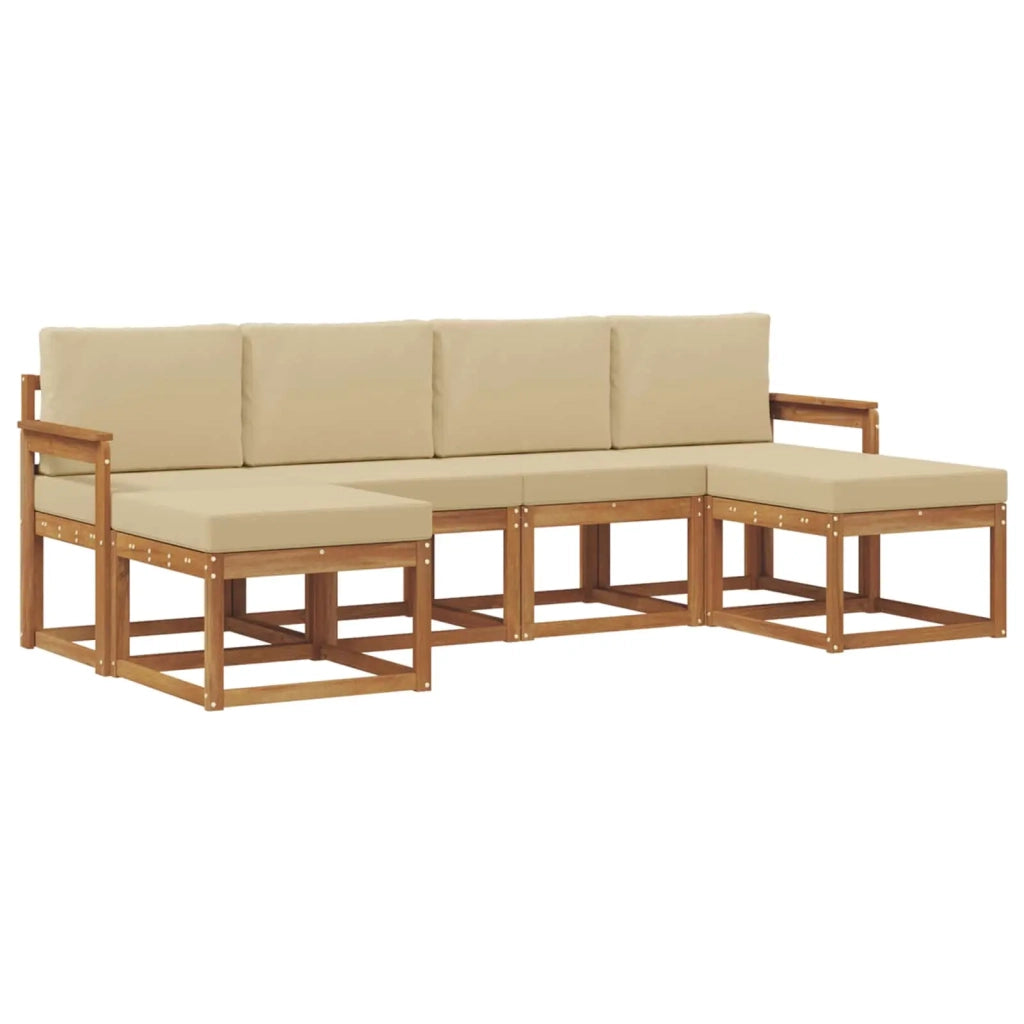 Set di divani da esterno con cuscino 6 pcs Naturale e Beige 3366771