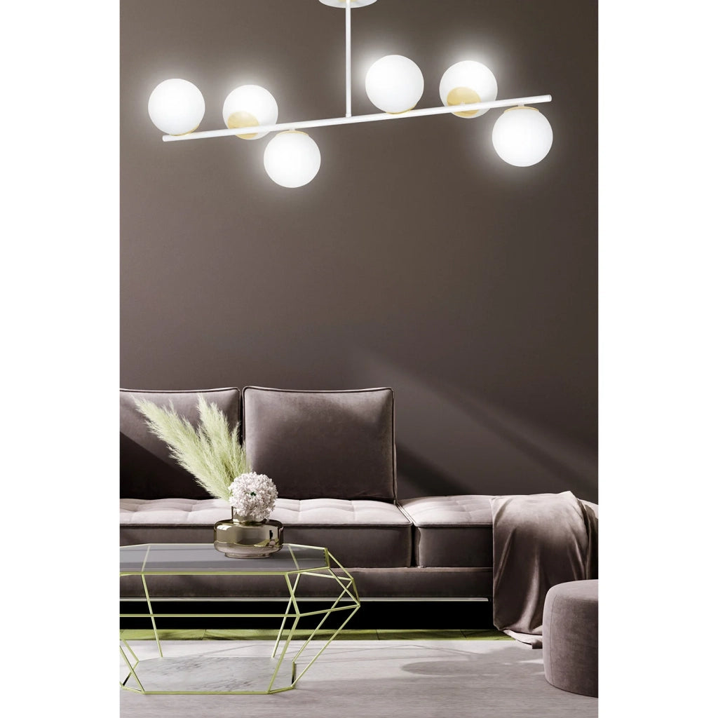 Plafoniera Contemporaneo Vishnu Acciaio Bianco Oro 4 Luci E14 Ip20