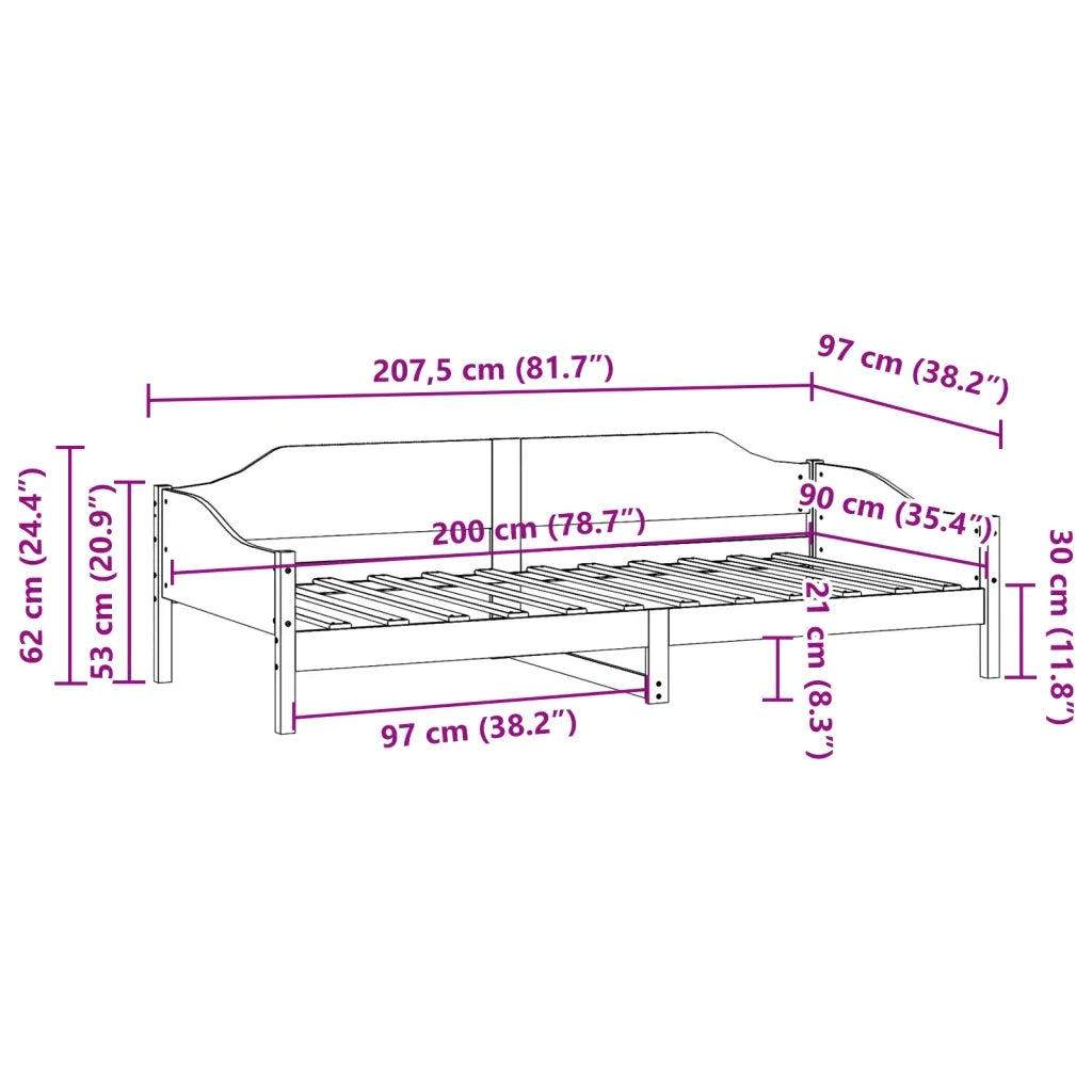 Letto senza Materasso Bianco 90x200 cm Legno Massello di Pino 850915