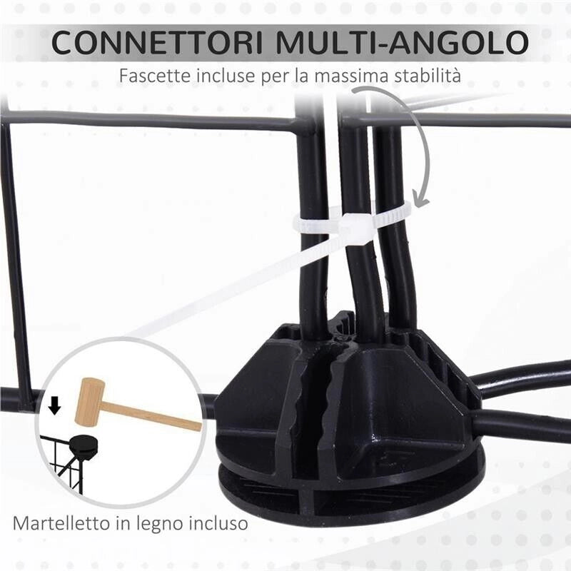RECINTO PER CONIGLI MODULABILE CON ACCESSORI MONTAGGIO, IN ACCIAIO, 105X105X70CM - NERO