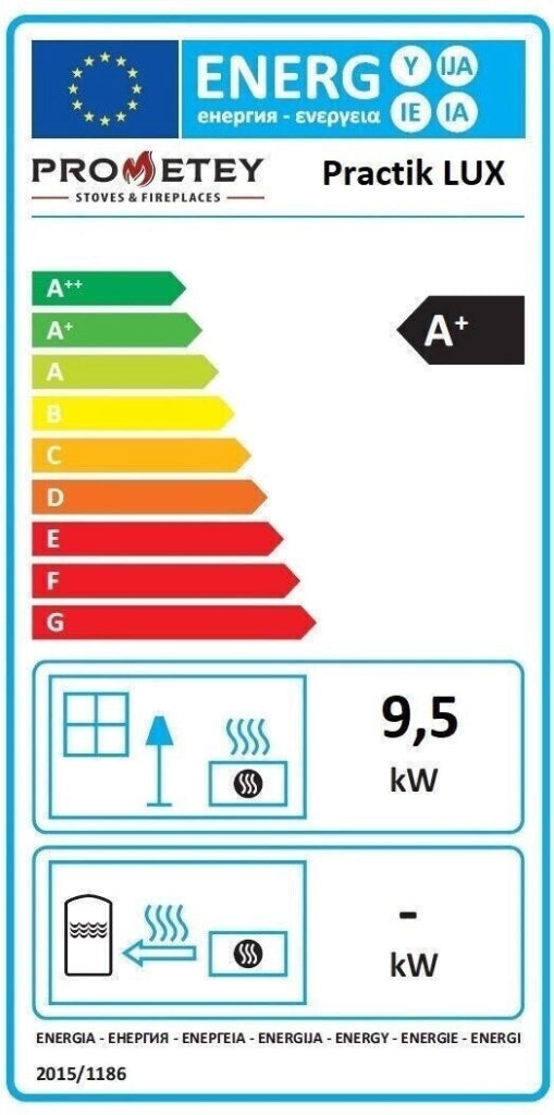 Stufa a legna Practik lux Eco, piastra superiore in ghisa canna fumaria destra