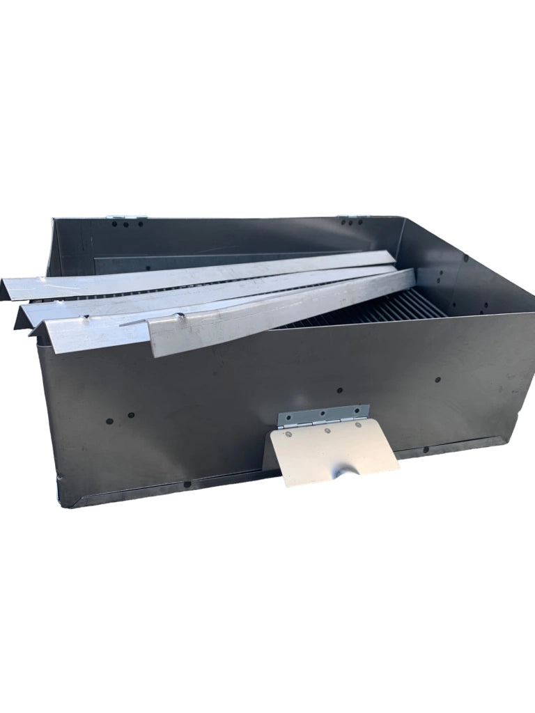 Barbecue da esterno con coperchio richiudibile in ferro, piedi estraibili, per carbone o legna, ideale per campeggio, picnic, grigliate 40x30 cm