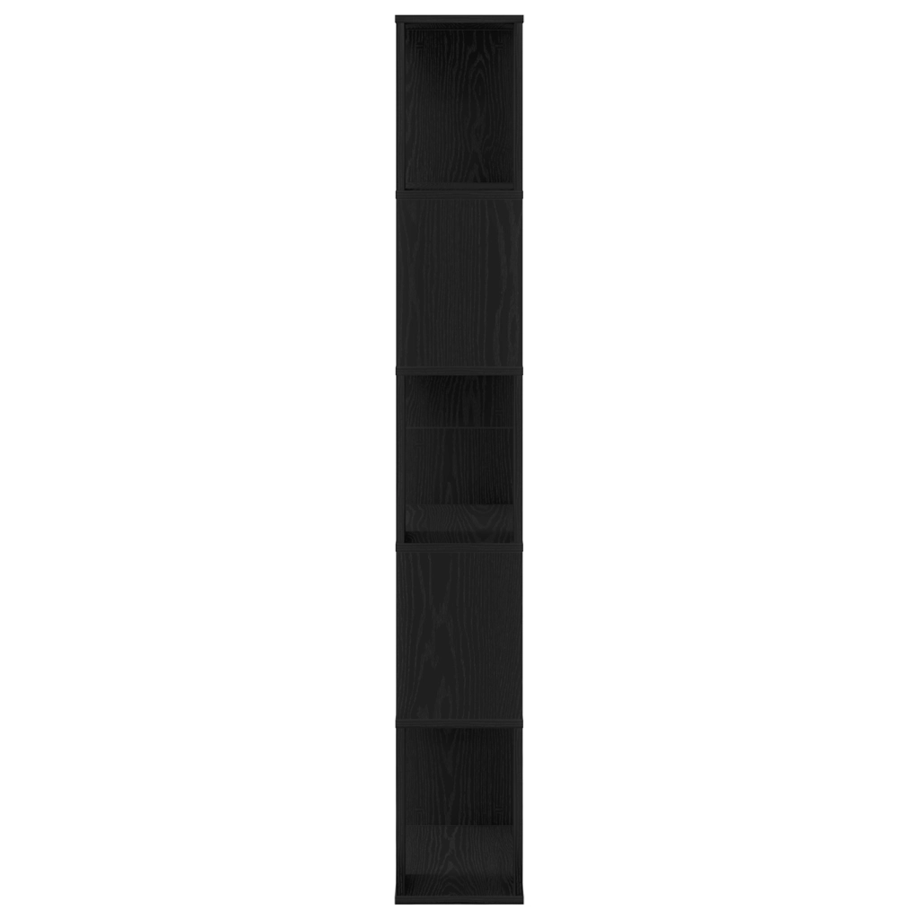Libreria 5 ripiani Nero Rovere 45x23,5x162,5 cm Legno ingegnerizzato