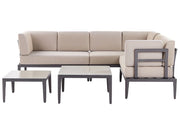 Set Divano da Esterno in Alluminio grigio e cuscini beige a 6 posti Patio Moderno