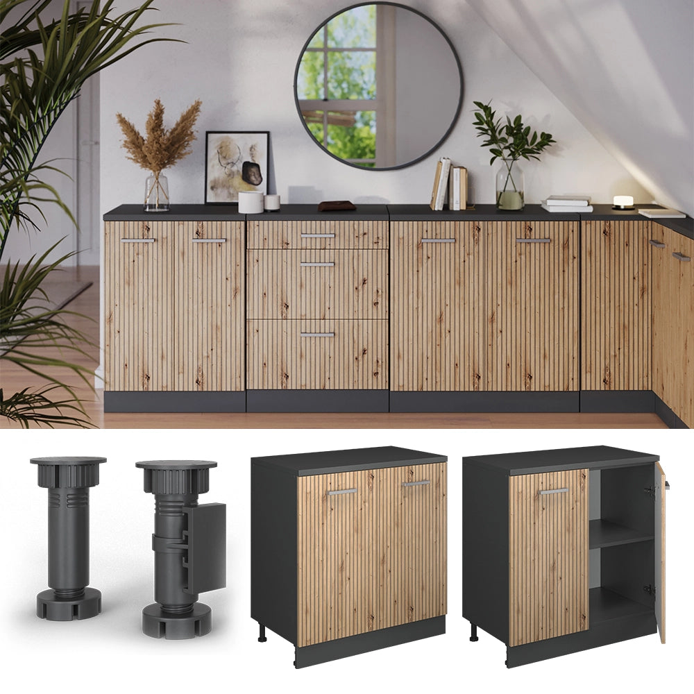 Mobile per mansarda Rion Rovere artigianale/Antracite 80 x 83.8 cm senza inclinazione con 2 ante Vicco